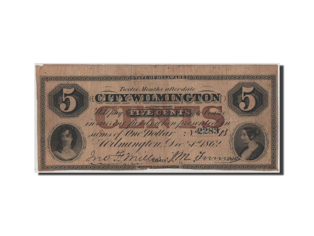 Banknote, United States, 5 Cents, 1862, EF(40-45)