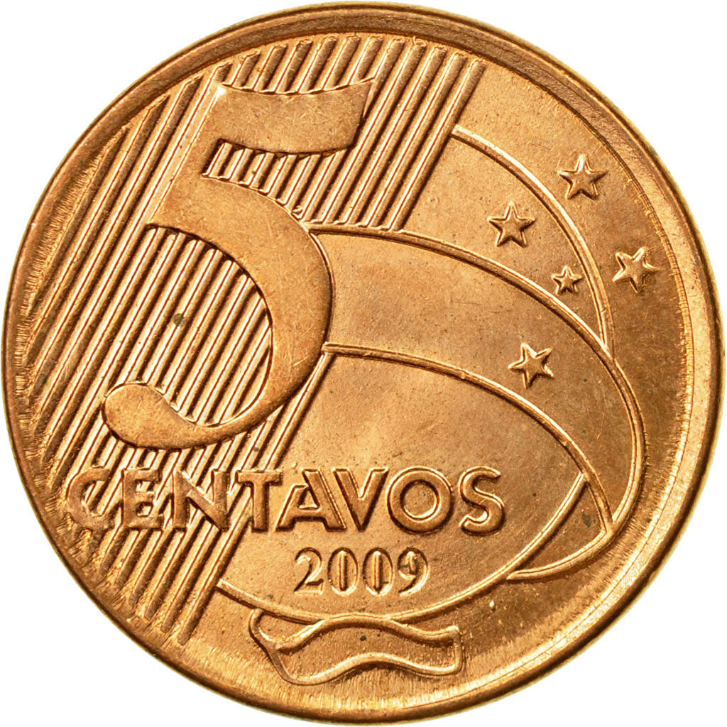 Coin, Brazil, 5 Centavos, 2009, EF(40-45), Copper Plated Steel, KM:648