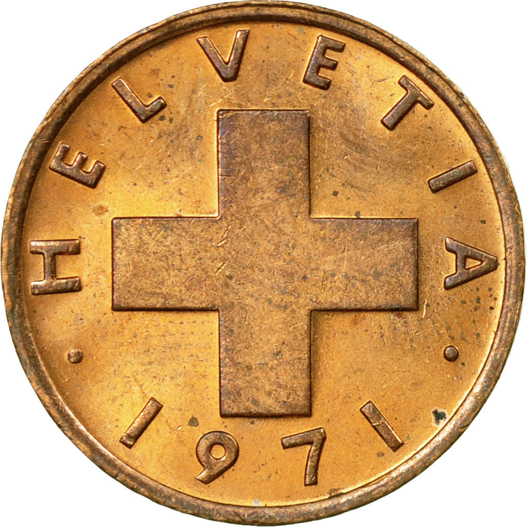 Coin, Switzerland, Rappen, 1971, Bern, EF(40-45), Bronze, KM:46