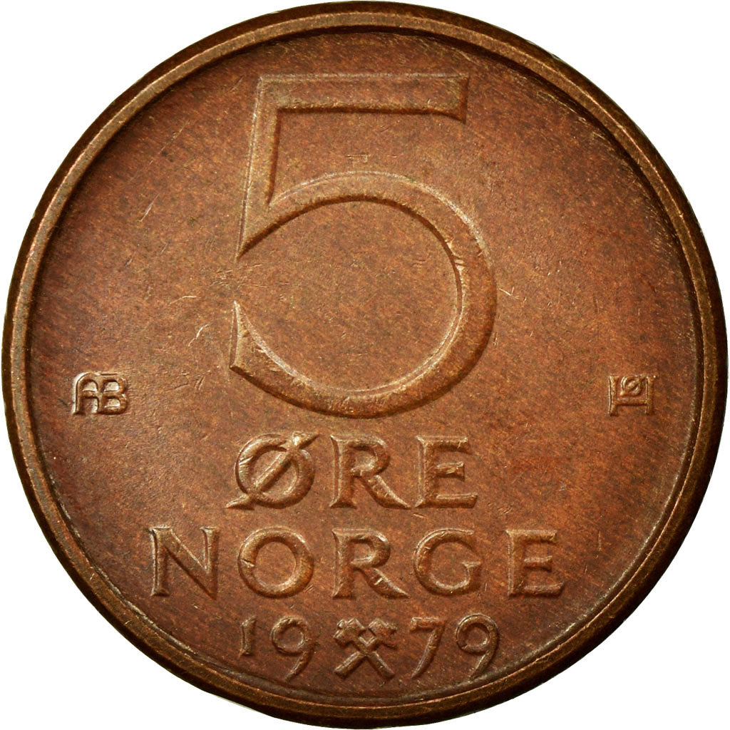 Coin, Norway, Olav V, 5 Öre, 1979, EF(40-45), Bronze, KM:415
