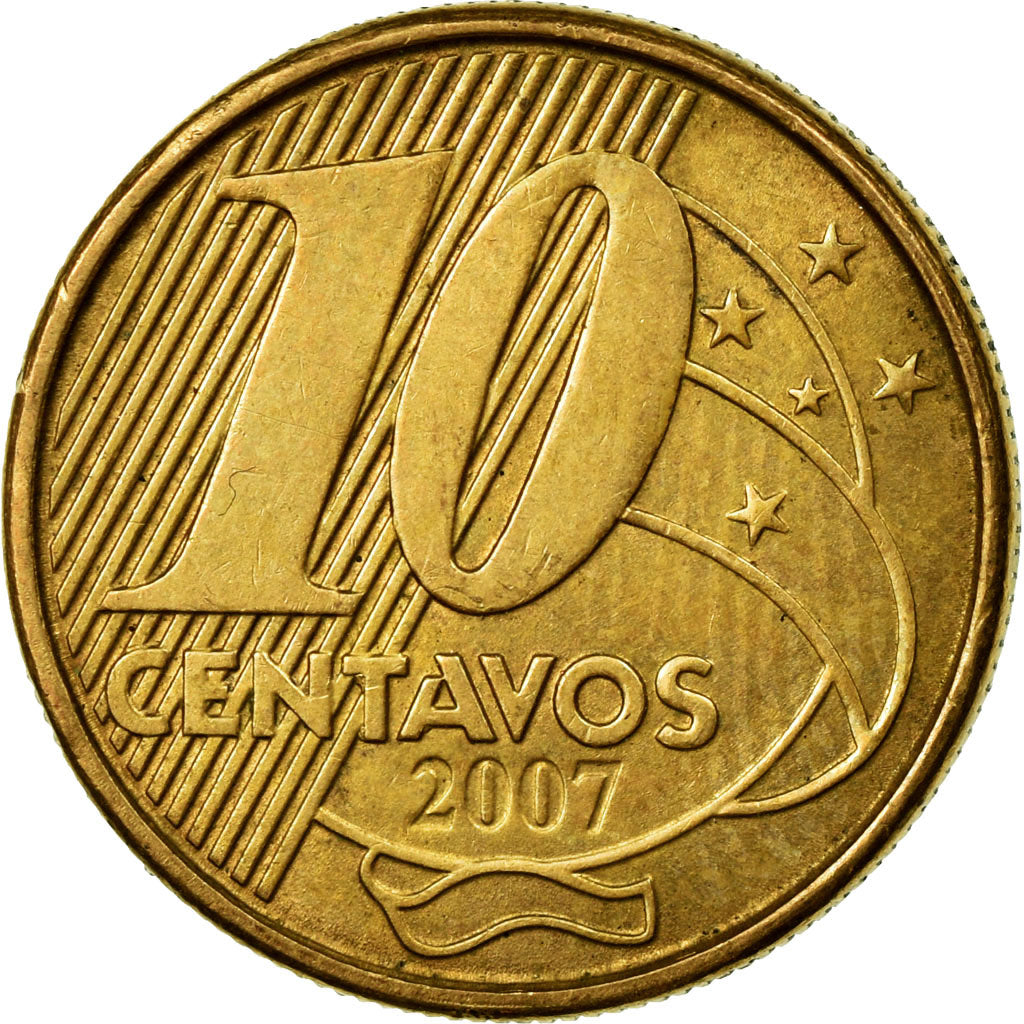 Coin, Brazil, 10 Centavos, 2007, EF(40-45), Bronze Plated Steel, KM:649.2