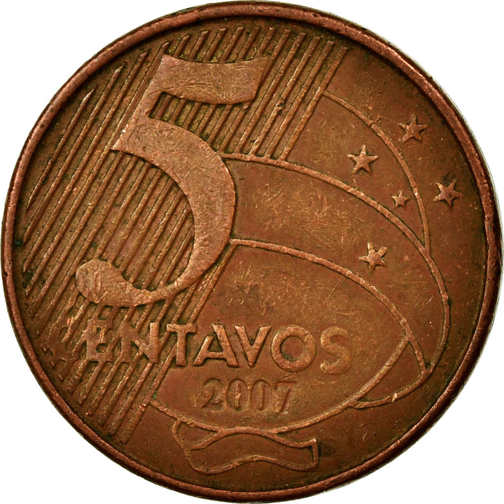 Coin, Brazil, 5 Centavos, 2007, EF(40-45), Copper Plated Steel, KM:648