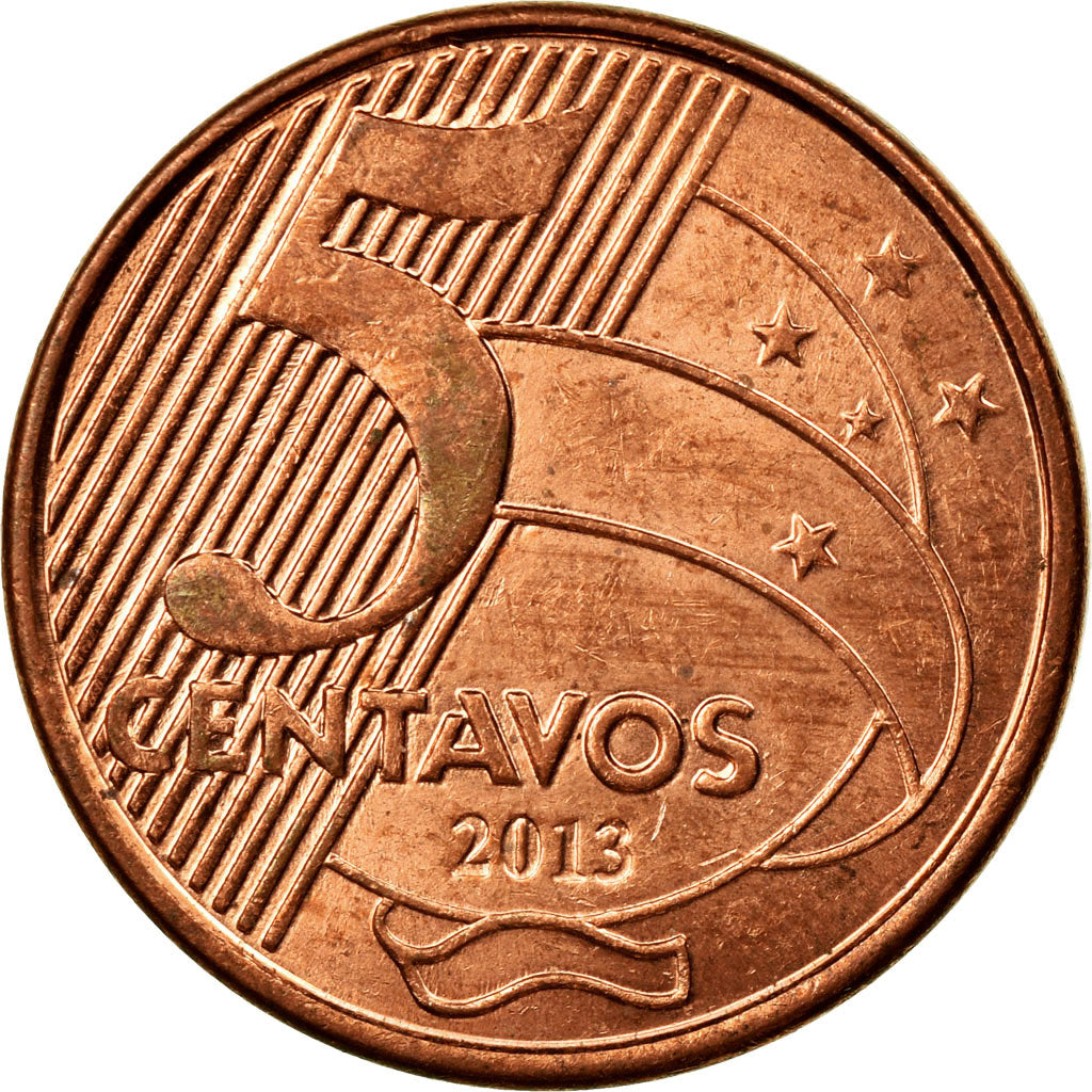 Coin, Brazil, 5 Centavos, 2013, EF(40-45), Copper Plated Steel, KM:648
