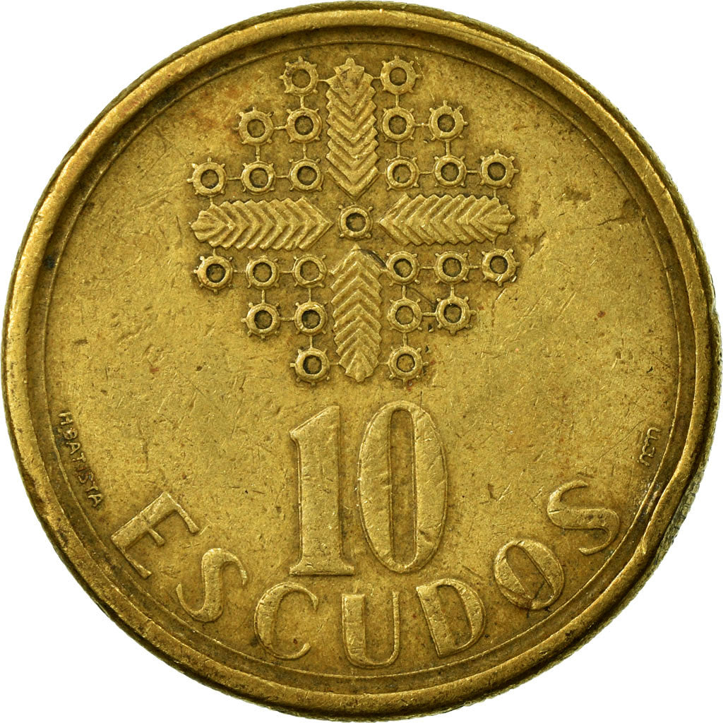 Coin, Portugal, 10 Escudos, 1986, EF(40-45), Nickel-brass, KM:633