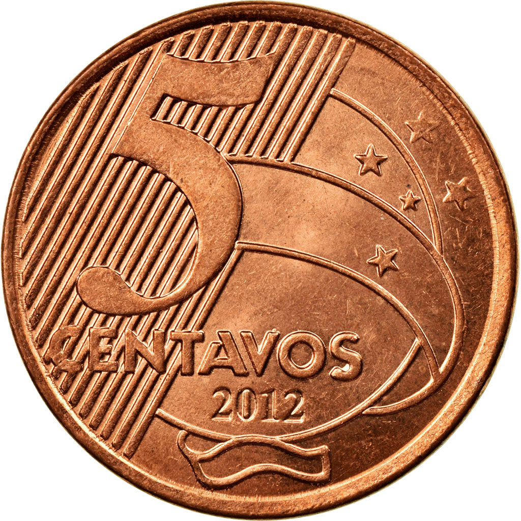 Coin, Brazil, 5 Centavos, 2012, EF(40-45), Copper Plated Steel, KM:648