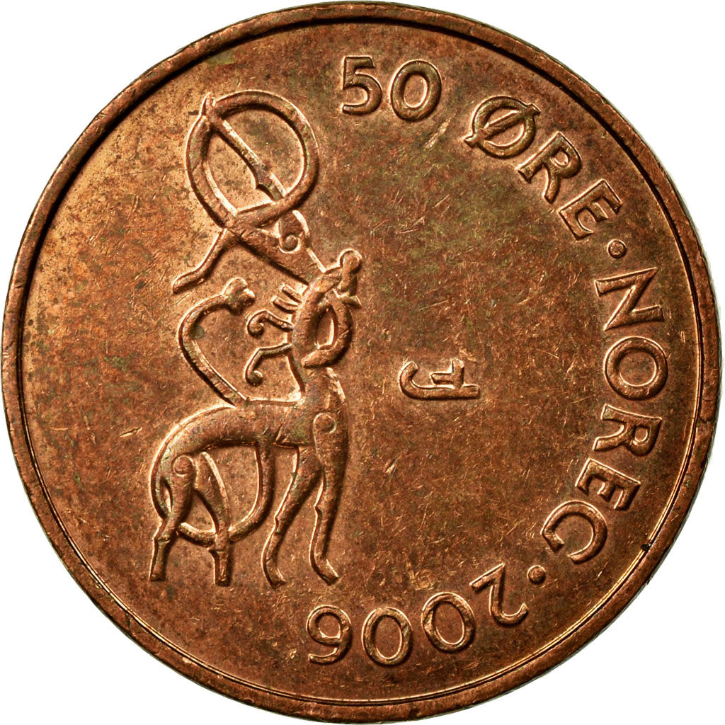 Coin, Norway, Harald V, 50 Öre, 2006, EF(40-45), Bronze, KM:460