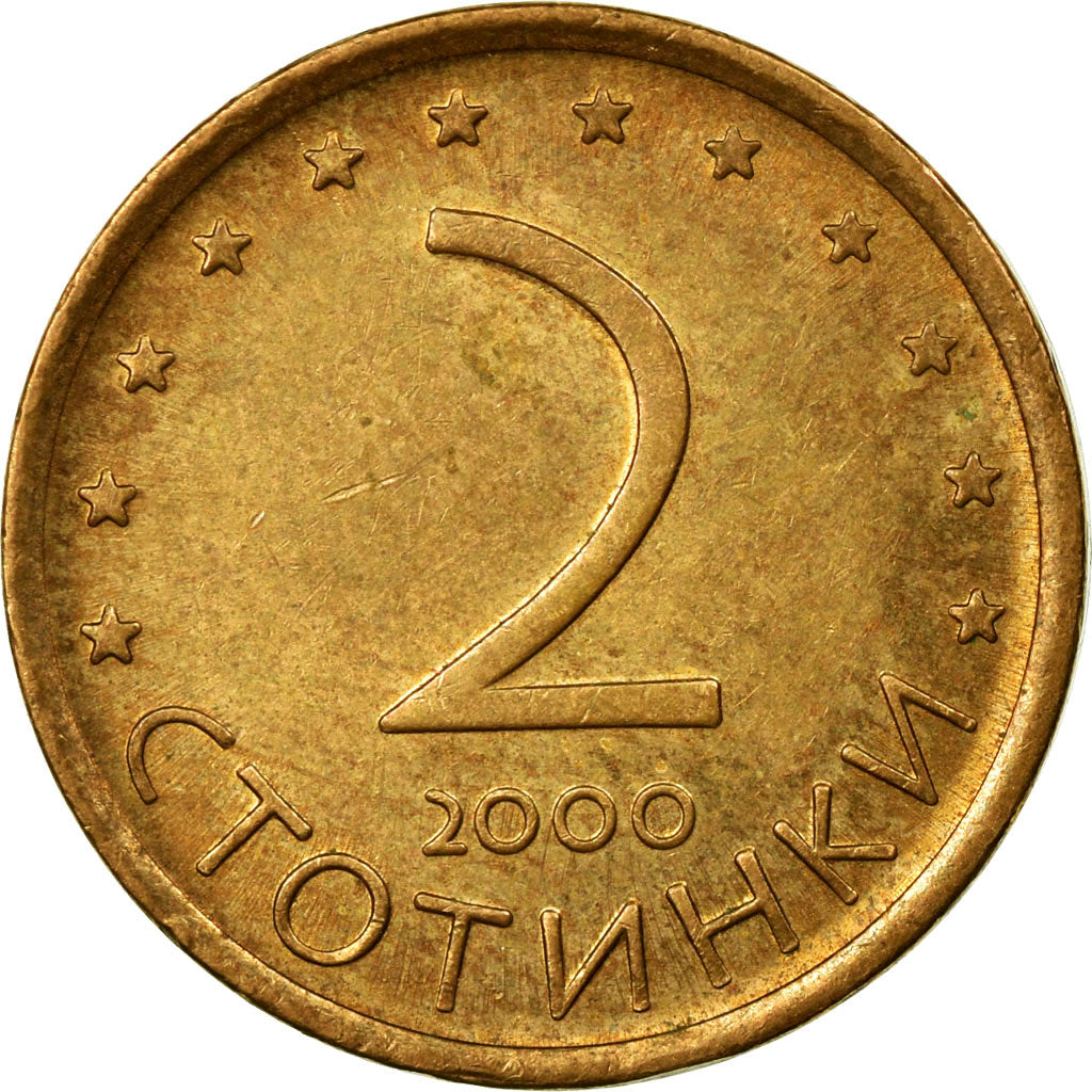 Monnaie, Bulgarie, 2 Stotinki, 2000, TTB, Brass plated steel, KM:238a