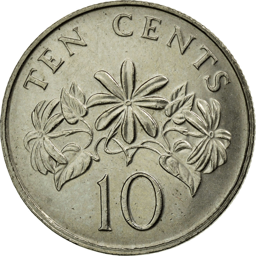 Coin, Singapore, 10 Cents, 1986, British Royal Mint, EF(40-45), Copper-nickel