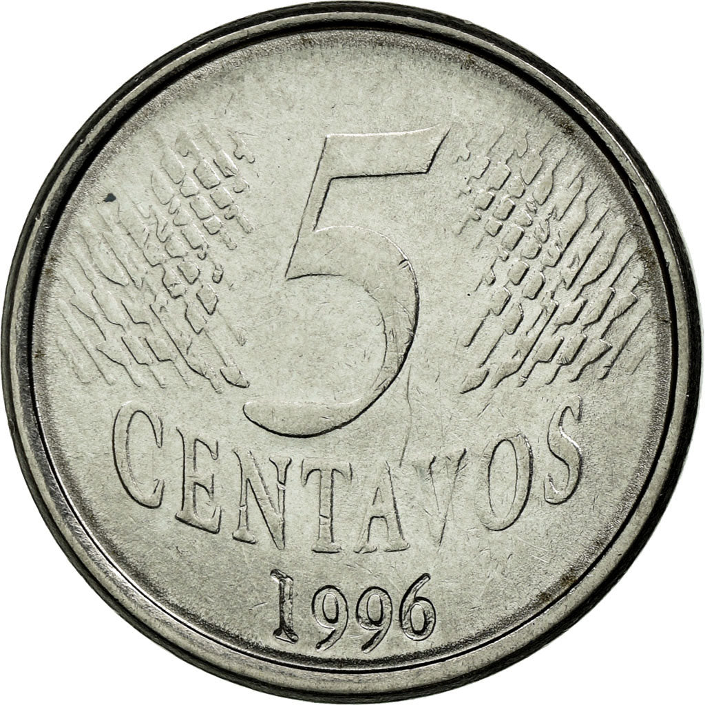 Coin, Brazil, 5 Centavos, 1996, EF(40-45), Stainless Steel, KM:632