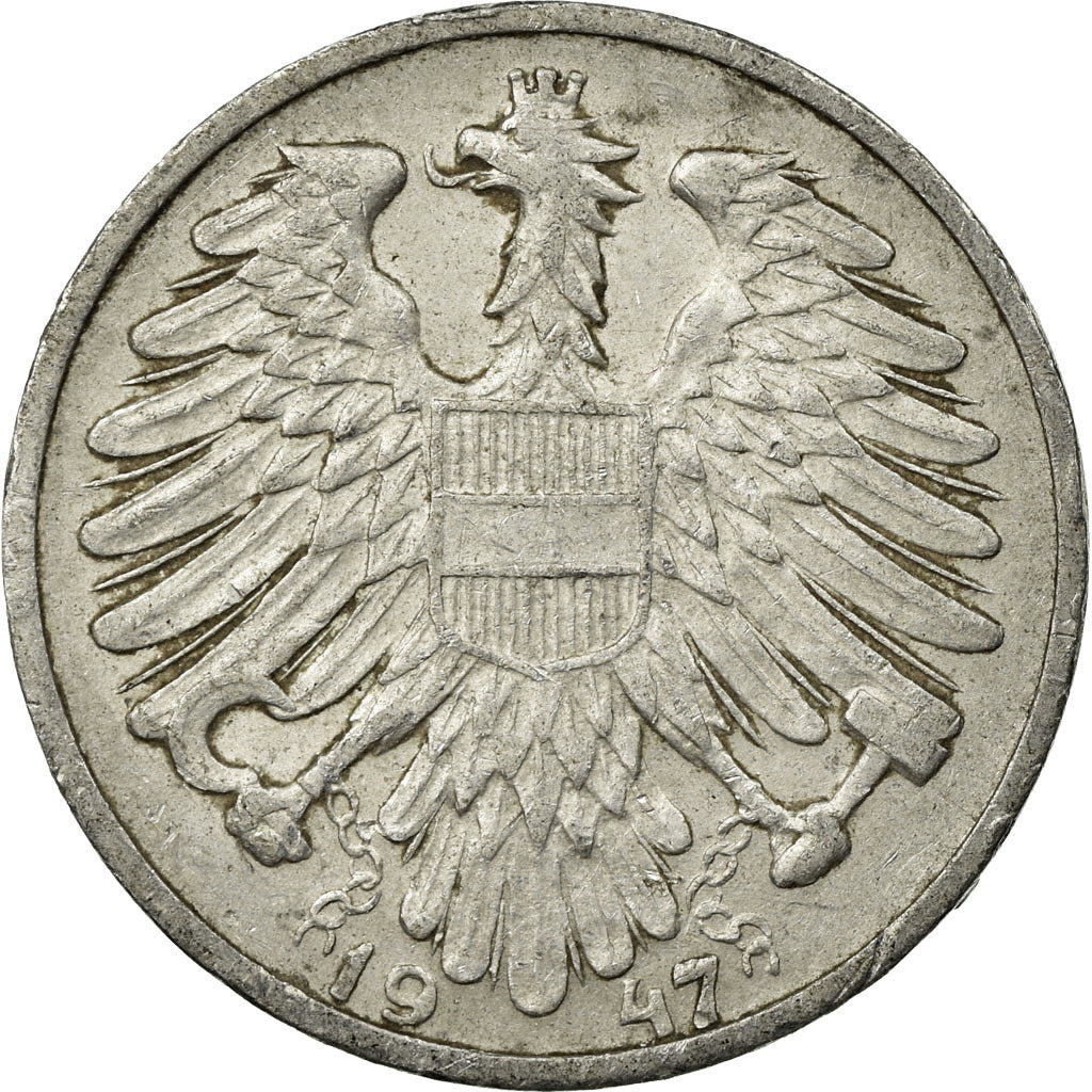 Coin, Austria, Schilling, 1947, VF(20-25), Aluminum, KM:2871