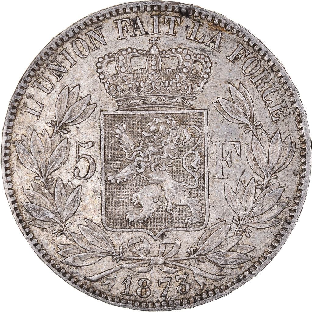 Munten, België, Leopold II, 5 Francs, 5 Frank, 1873, ZF+, Zilver, KM:24