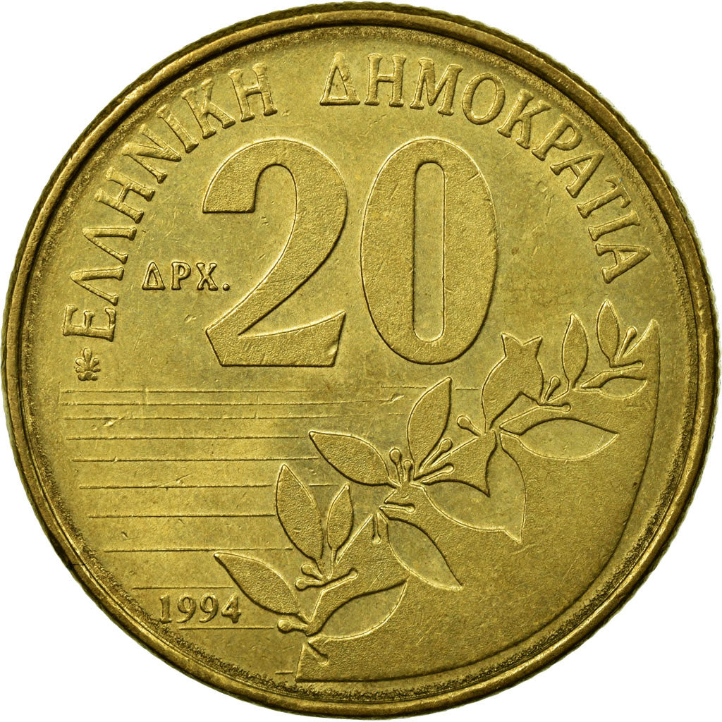 Coin, Greece, 20 Drachmes, 1994, EF(40-45), Aluminum-Bronze, KM:154