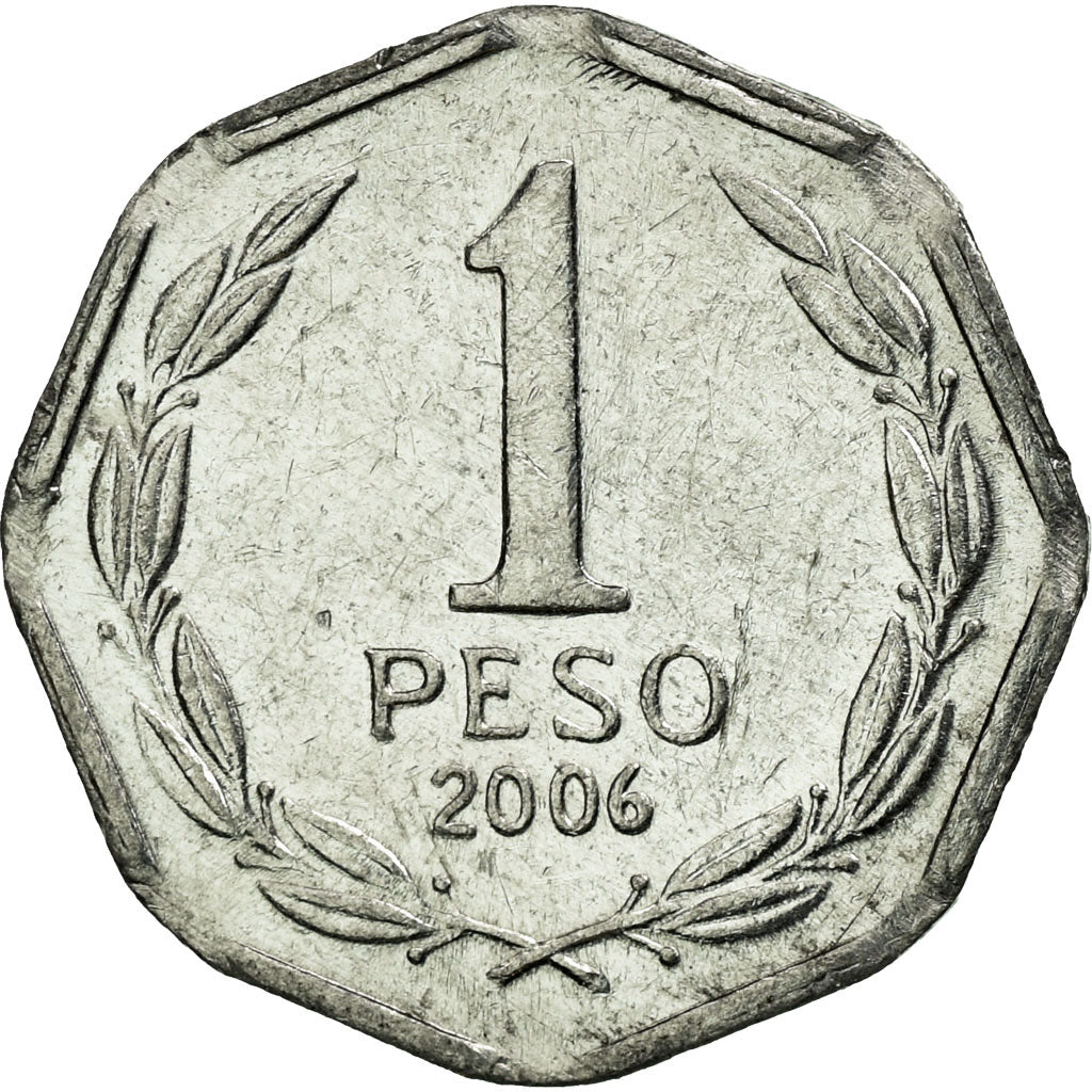 Coin, Chile, Peso, 2006, Santiago, EF(40-45), Aluminum, KM:231