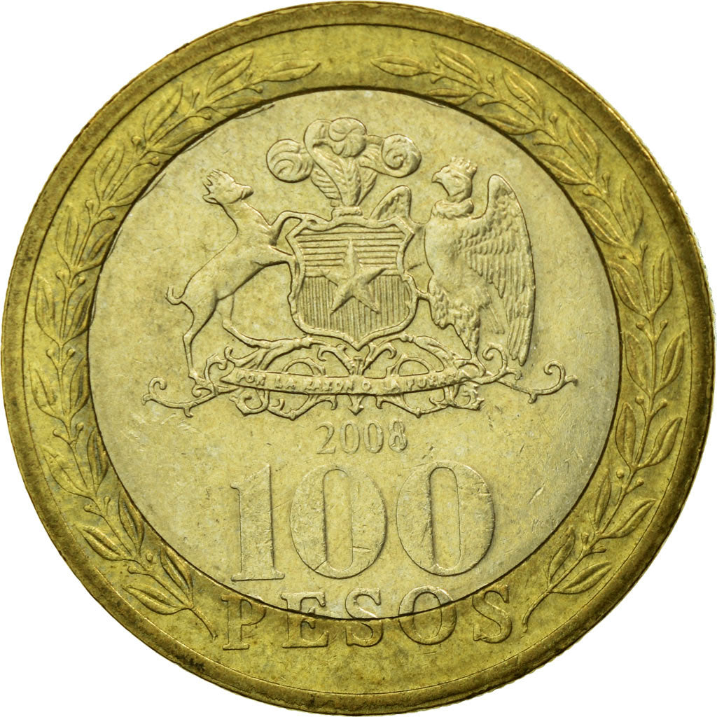 Münze, Chile, 100 Pesos, 2008, Santiago, SS, Bi-Metallic, KM:236