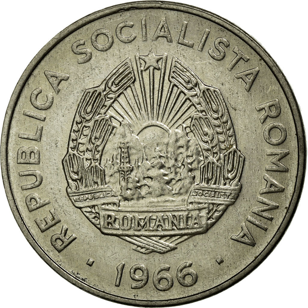 Coin, Romania, 15 Bani, 1966, EF(40-45), Nickel Clad Steel, KM:93