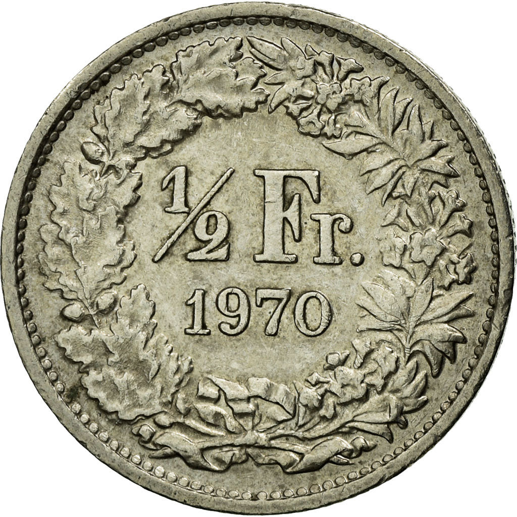 Münze, Schweiz, 1/2 Franc, 1970, Bern, SS, Copper-nickel, KM:23a.1