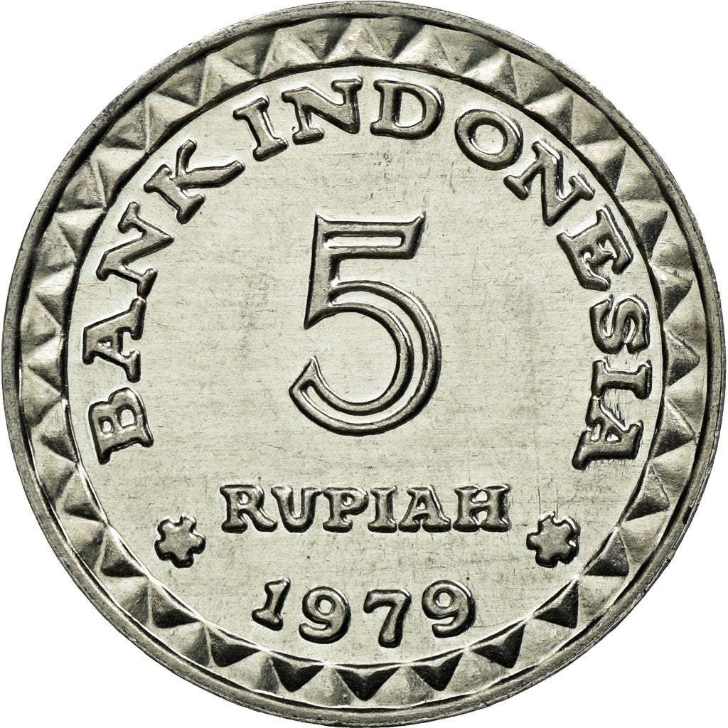 Moneda, Indonesia, 5 Rupiah, 1979, EBC, Aluminio, KM:43