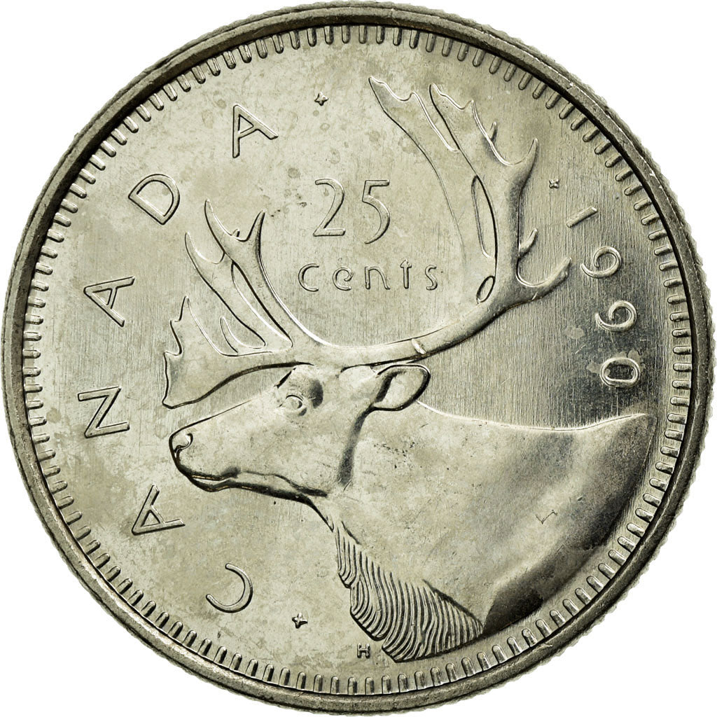 Coin, Canada, Elizabeth II, 25 Cents, 1990, Royal Canadian Mint, Ottawa