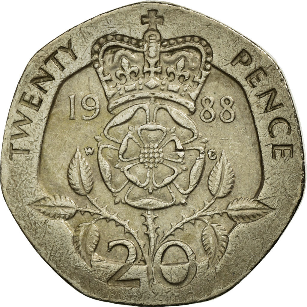 Coin, Great Britain, Elizabeth II, 20 Pence, 1988, EF(40-45), Copper-nickel