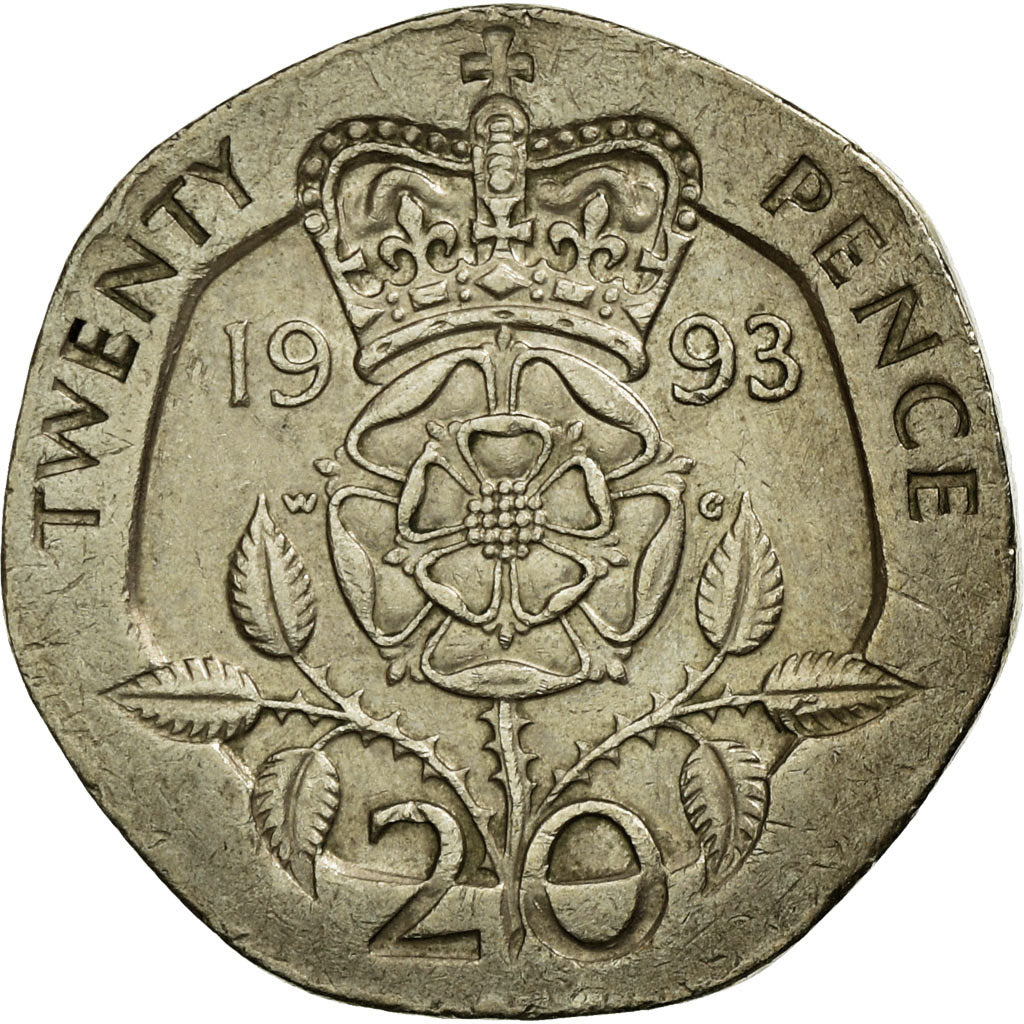 Coin, Great Britain, Elizabeth II, 20 Pence, 1993, EF(40-45), Copper-nickel