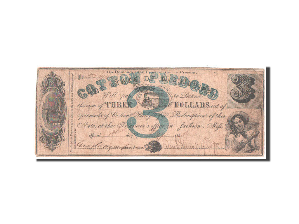 Billete, 3 Dollars, 1862, Estados Unidos, BC