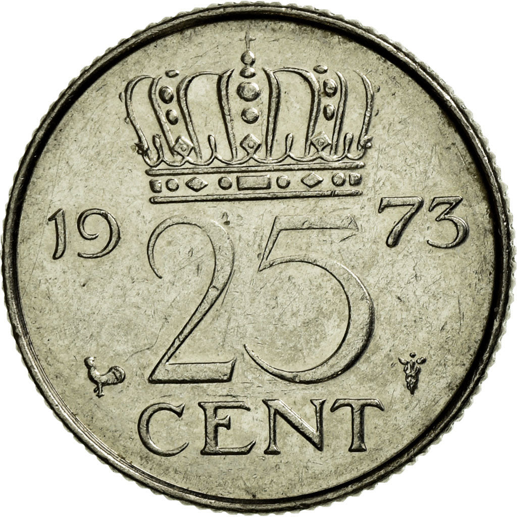 Monnaie, Pays-Bas, Juliana, 25 Cents, 1973, TTB, Nickel, KM:183