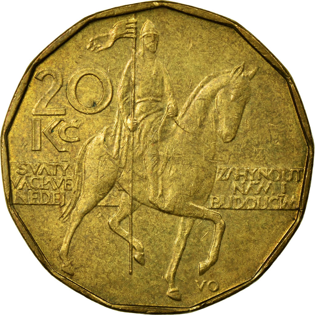 Münze, Tschechische Republik, 20 Korun, 1993, SS, Brass plated steel, KM:5