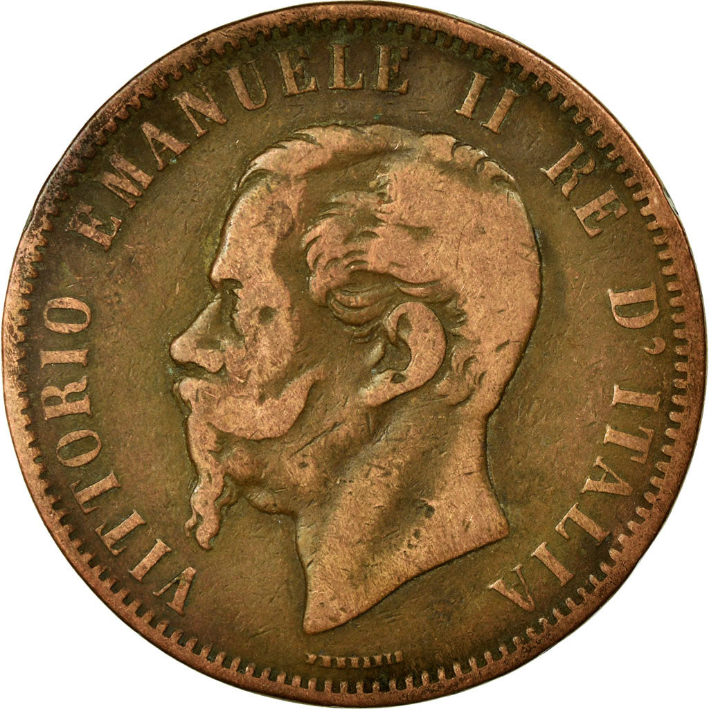 Moneta, Włochy, Vittorio Emanuele II, 10 Centesimi, 1862, Milan, VF(20-25)