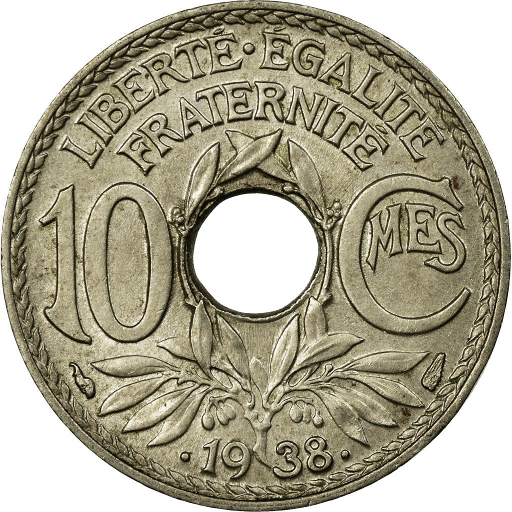 Moneda, Francia, Lindauer, 10 Centimes, 1938, Paris, MBC, Níquel - bronce