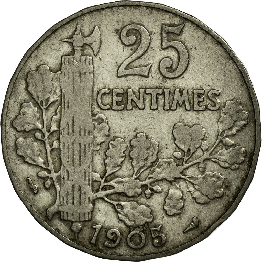 Moneda, Francia, Patey, 25 Centimes, 1905, BC+, Níquel, KM:856, Gadoury:364