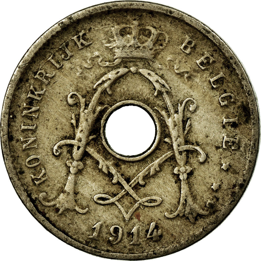 Moneda, Bélgica, 5 Centimes, 1914, BC+, Cobre - níquel, KM:67