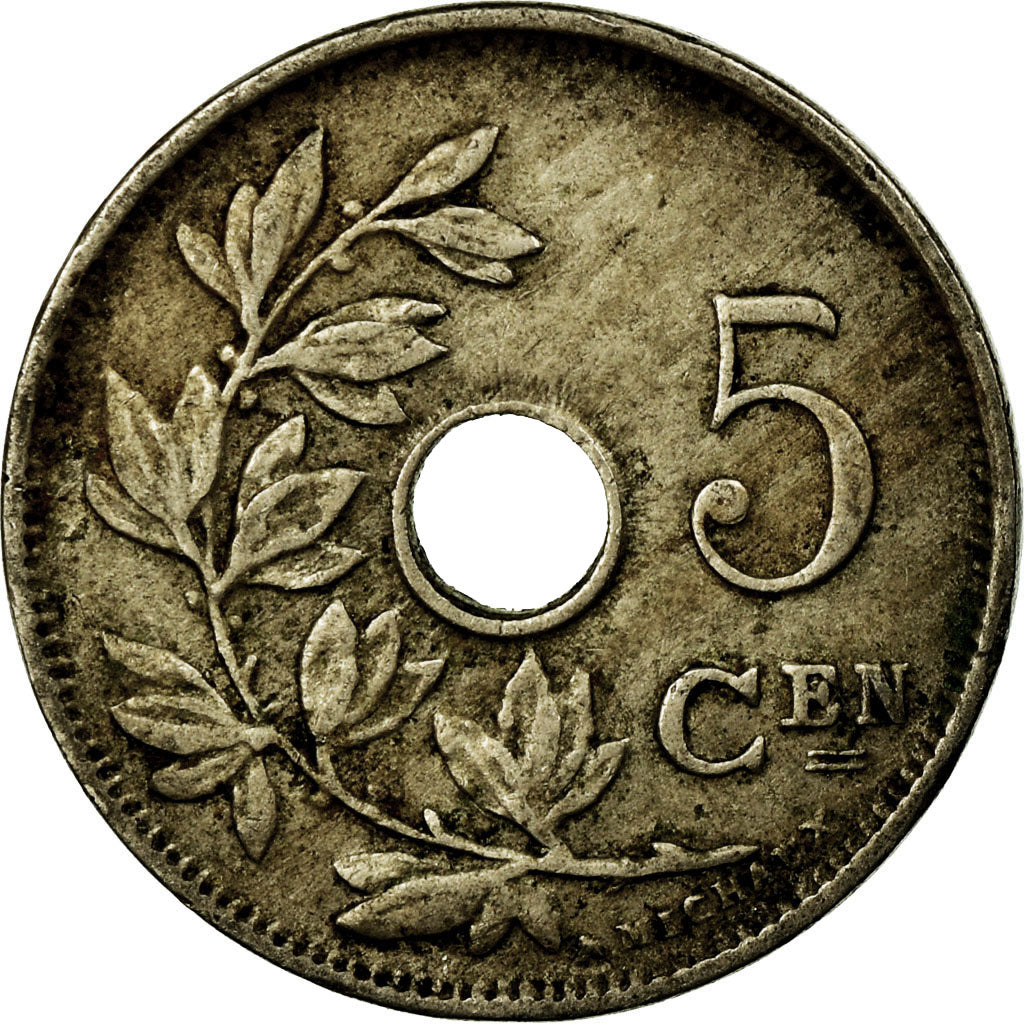 Moneda, Bélgica, 5 Centimes, 1914, BC+, Cobre - níquel, KM:67