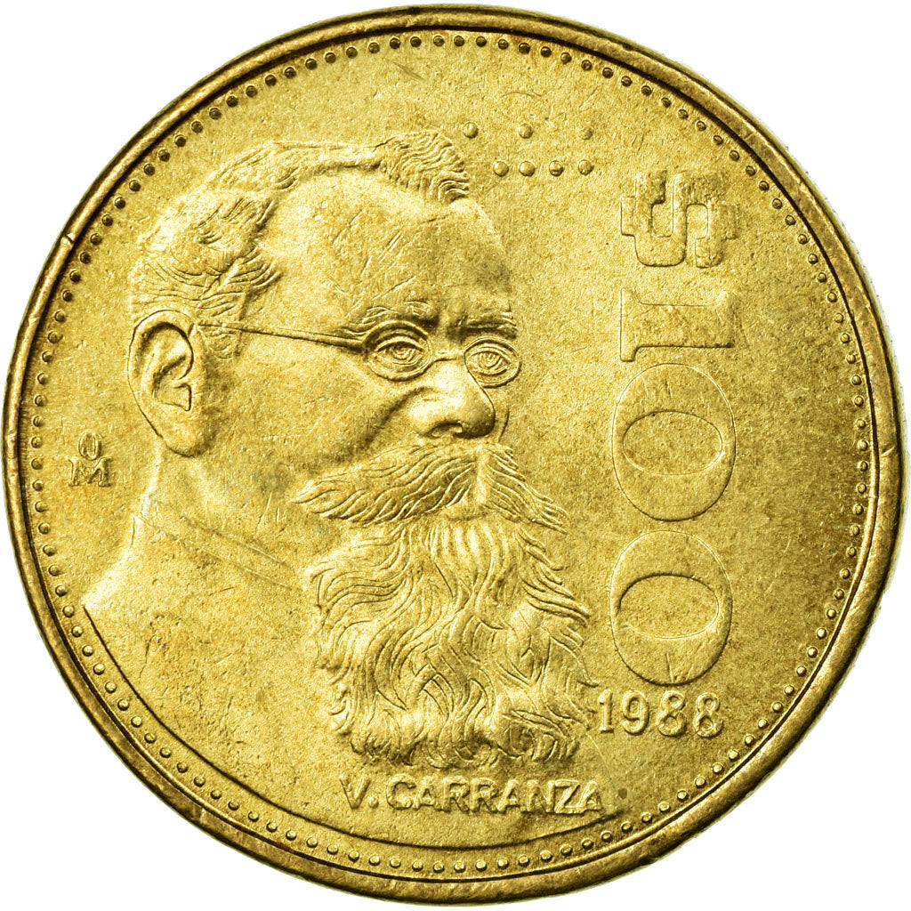 Moeda, México, 100 Pesos, 1988, Mexico City, AU(55-58), Alumínio-Bronze