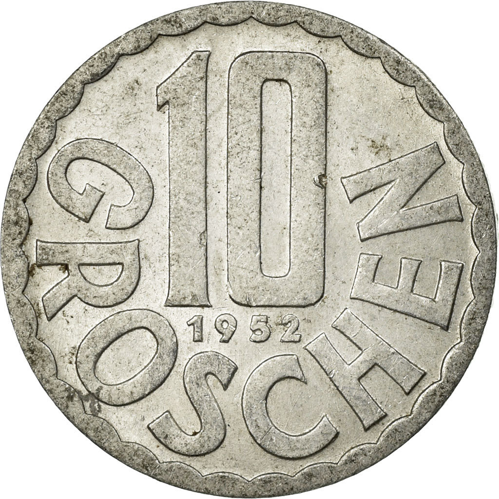 Coin, Austria, 10 Groschen, 1952, Vienna, EF(40-45), Aluminum, KM:2878