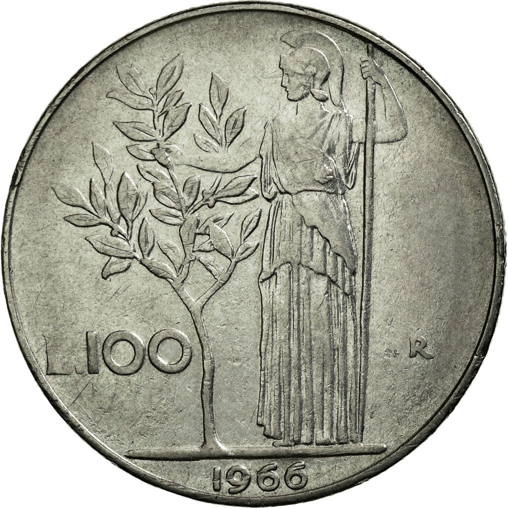 Coin, Italy, 100 Lire, 1966, Rome, EF(40-45), Stainless Steel, KM:96.1