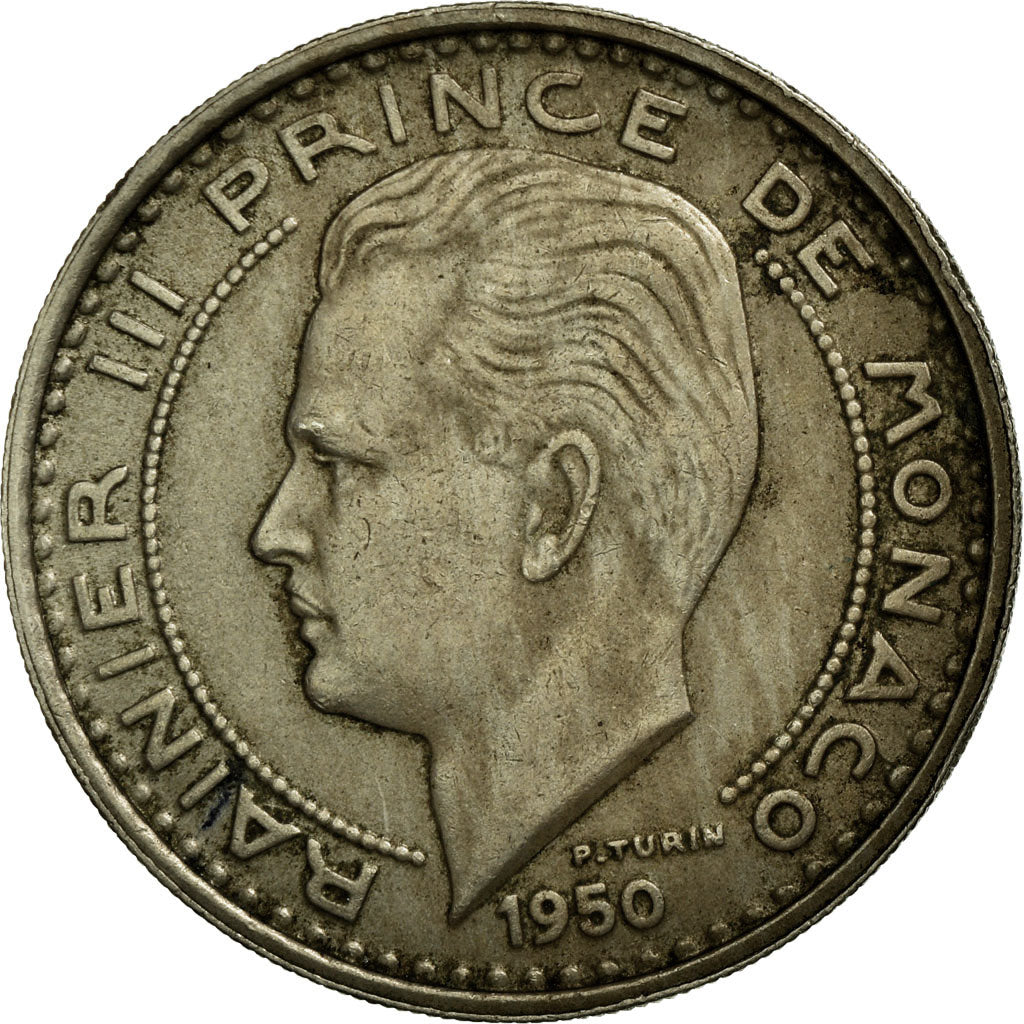 Coin, Monaco, Rainier III, 100 Francs, Cent, 1950, EF(40-45), Copper-nickel