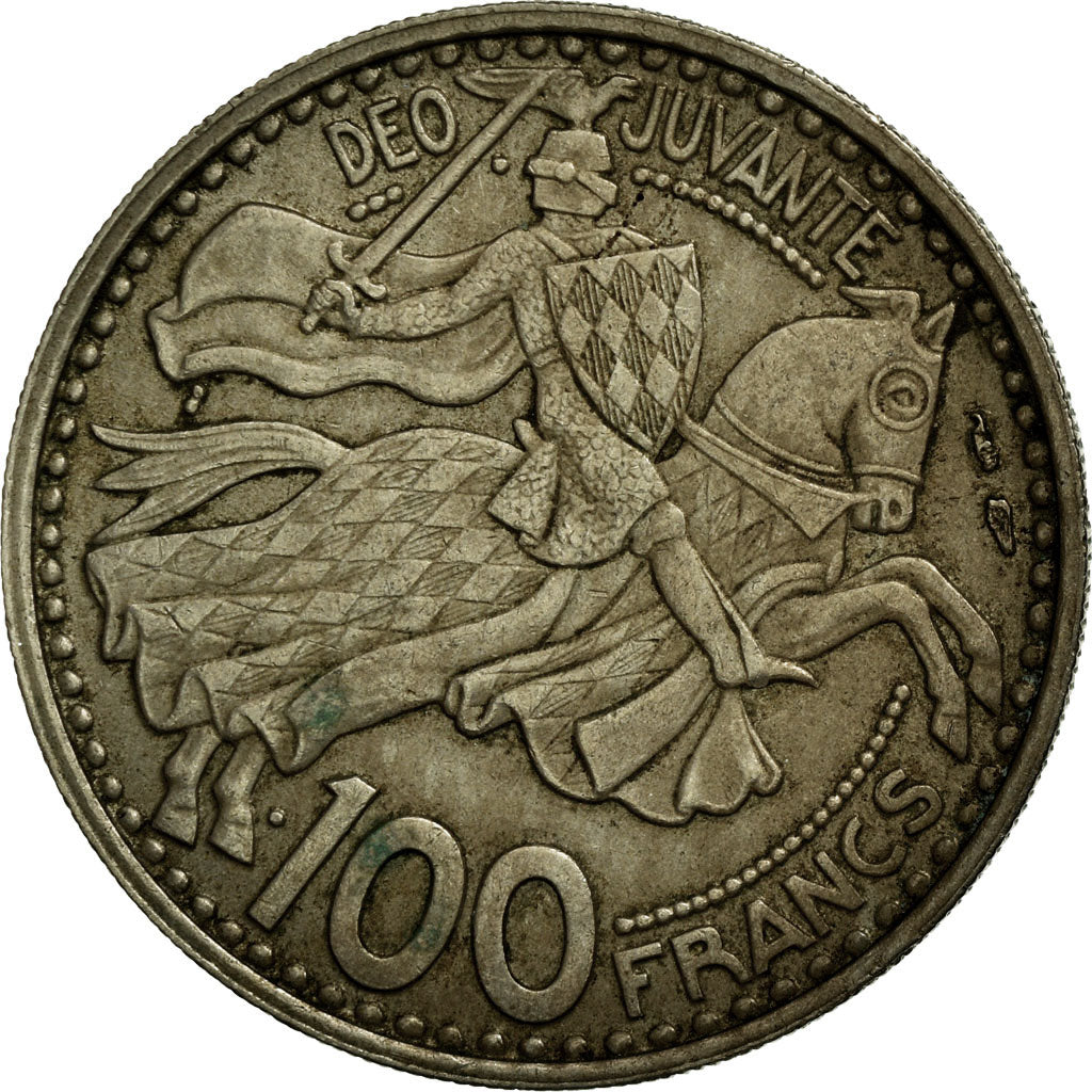 Coin, Monaco, Rainier III, 100 Francs, Cent, 1950, EF(40-45), Copper-nickel