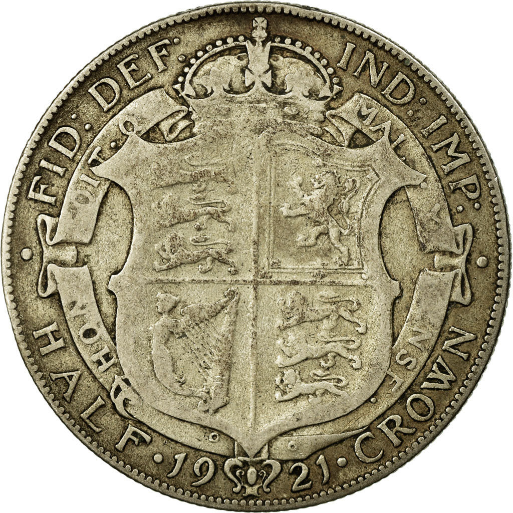 Coin, Great Britain, George V, 1/2 Crown, 1921, VF(20-25), Silver, KM:818.1a
