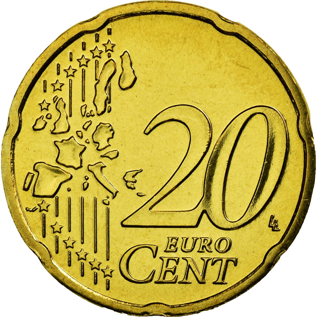 Luxemburgo, 20 Euro Cent, 2002, SC, Latón, KM:79