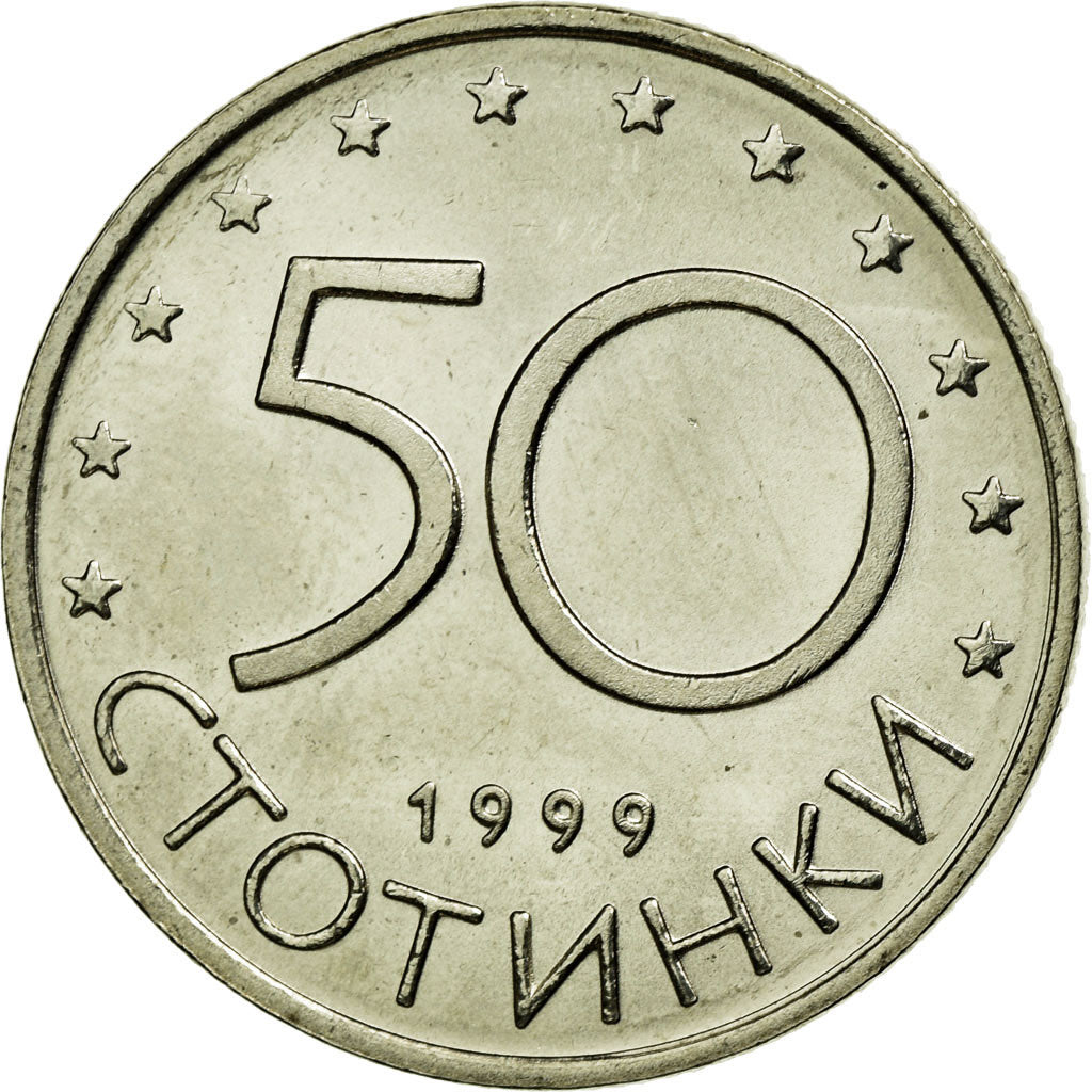Coin, Bulgaria, 50 Stotinki, 1999, AU(55-58), Copper-Nickel-Zinc, KM:242