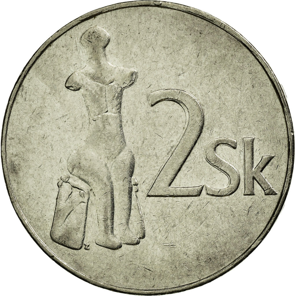 Moneta, Slovacchia, 2 Koruna, 1993, BB, Acciaio placcato nichel, KM:13