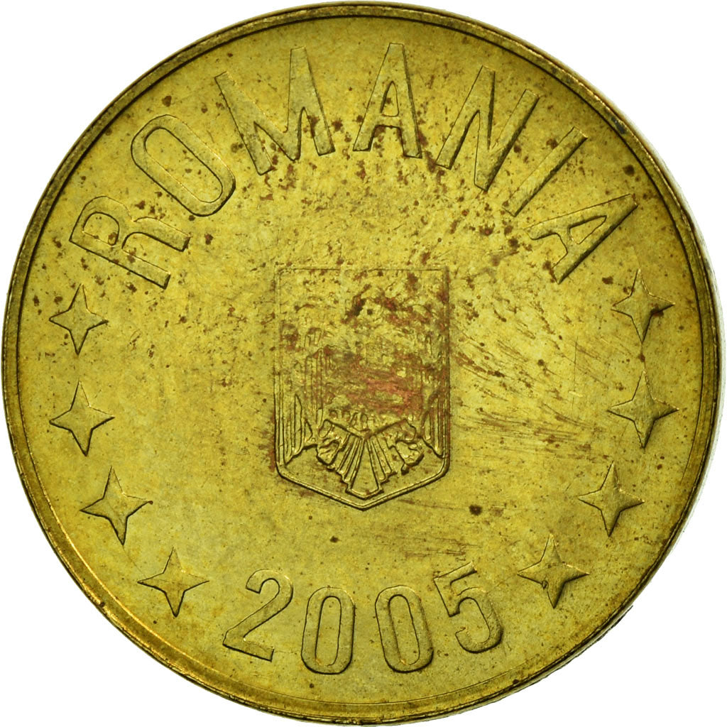 Coin, Romania, Ban, 2005, EF(40-45), Brass plated steel, KM:189