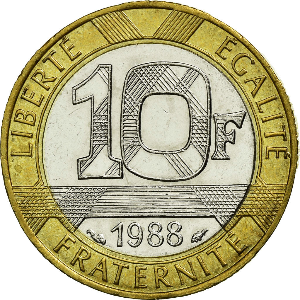 Coin, France, Génie, 10 Francs, 1988, Paris, AU(55-58), Bi-Metallic, KM:964.1