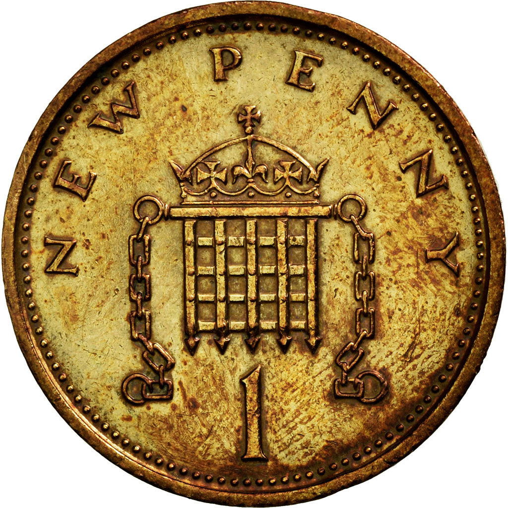 Coin, Great Britain, Elizabeth II, New Penny, 1975, EF(40-45), Bronze, KM:915