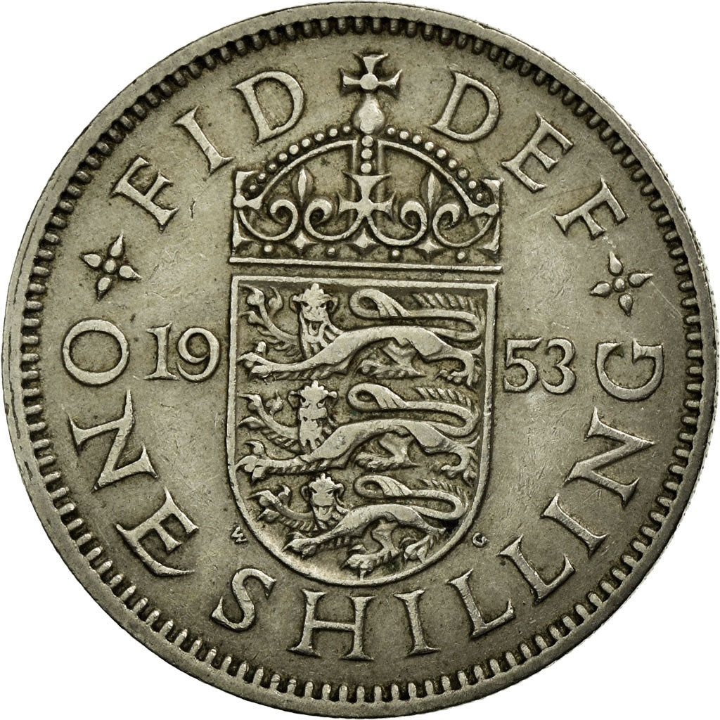 Coin, Great Britain, Elizabeth II, Shilling, 1953, EF(40-45), Copper-nickel