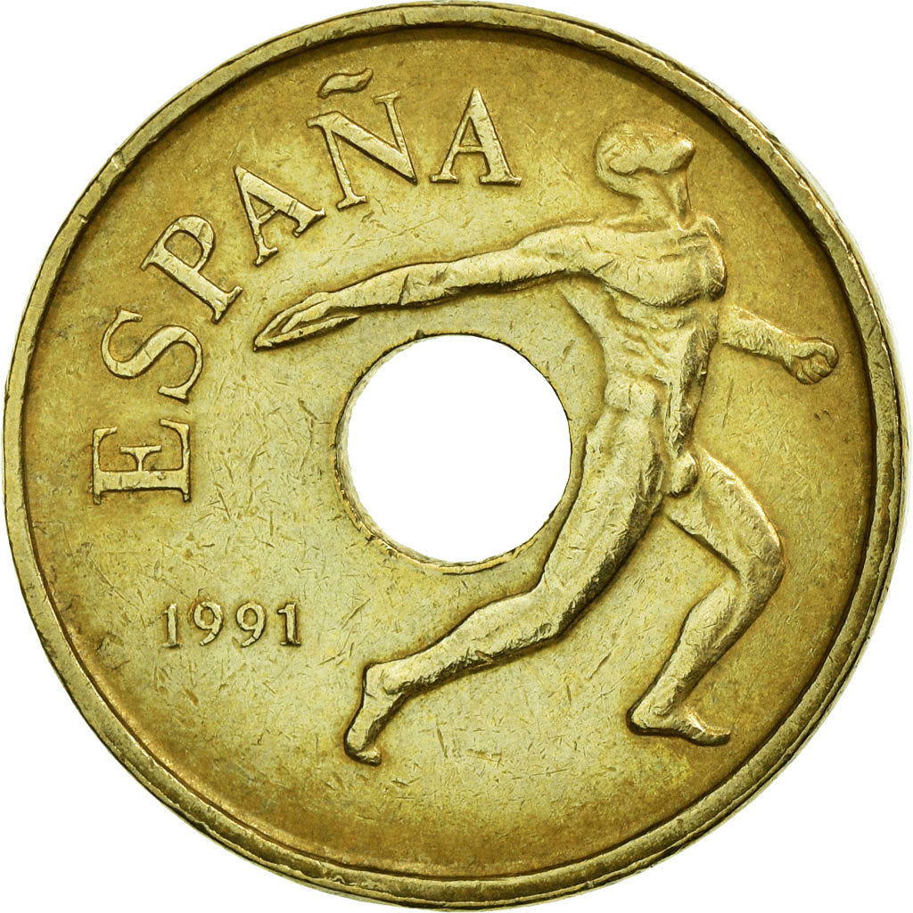 Moeda, Espanha, Juan Carlos I, 25 Pesetas, 1991, Madrid, EF(40-45)