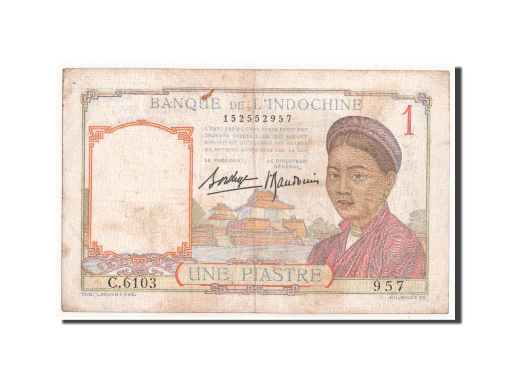 Billet, Indochine Française, 1 Piastre, 1932, TB+