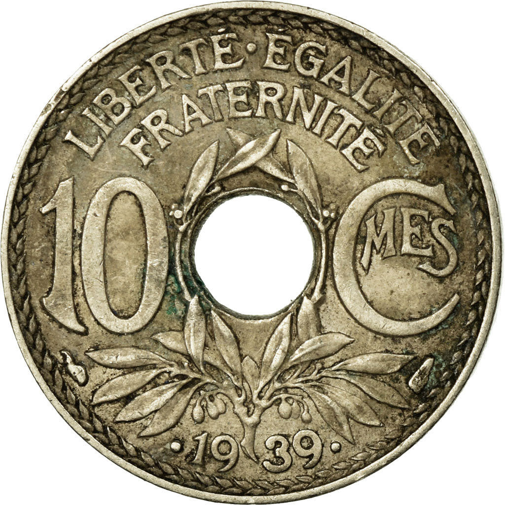 Moneta, Francja, Lindauer, 10 Centimes, 1939, Paris, EF(40-45), Nikiel-Brąz