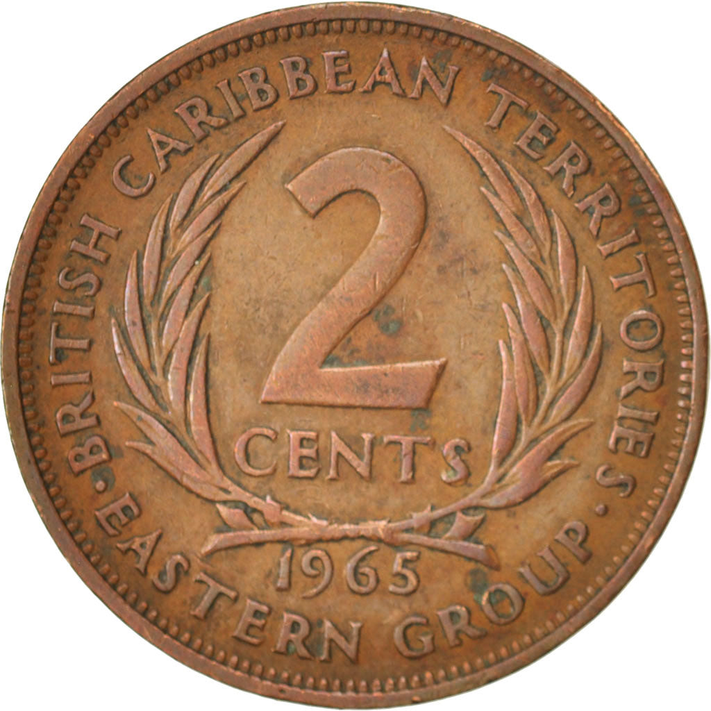 Coin, East Caribbean States, Elizabeth II, 2 Cents, 1965, EF(40-45), Bronze