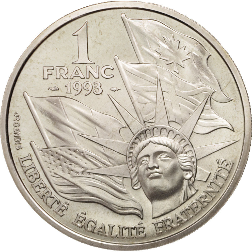 Coin, France, Franc, 1993, MS(65-70), Silver, KM:1014, Gadoury:C38